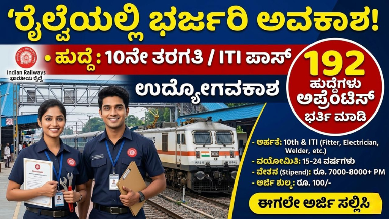 10ನೇ ತರಗತಿ ಮತ್ತು ITI ಪಾಸಾದವರಿಗೆ ರೈಲ್ವೆಯಲ್ಲಿ ಭರ್ಜರಿ ಅವಕಾಶ