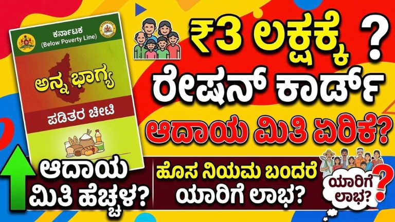 ಕರ್ನಾಟಕದಲ್ಲಿ ರೇಷನ್ ಕಾರ್ಡ್ ಆದಾಯ ಮಿತಿ ₹3 ಲಕ್ಷಕ್ಕೆ ಏರಿಕೆ